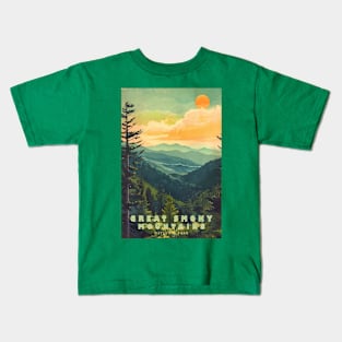 Great Smoky Mountains national park travel poster Kids T-Shirt